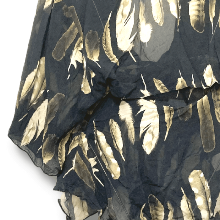 Blusa Animale Cinza com Bege Estampa Penas Tamanho 36 - Imagem 4