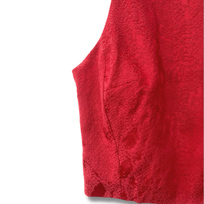 Blusa Cropped Blessed Vermelha Lisa com Brocado Tamanho Veste P - Imagem 2