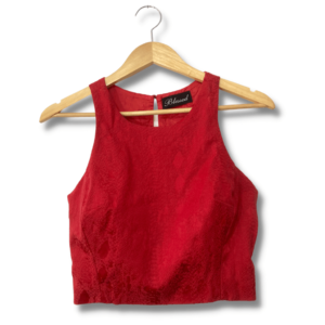 alt="Blusa Cropped Blessed Vermelha Lisa com Brocado Referência 0024 Tamanho"