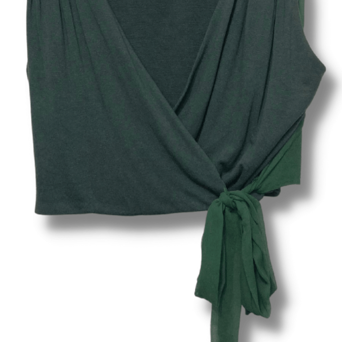 Blusa Cropped Espaço Fashion Verde Lisa com Renda Tamanho M - Imagem 3