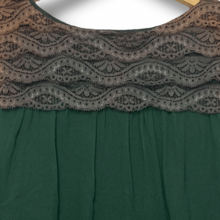 Blusa Cropped Espaço Fashion Verde Lisa com Renda Tamanho M - Imagem 6
