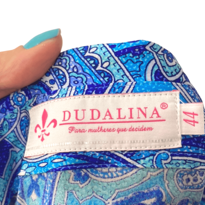 Camisa Dudalina Azul Cetim Estampa Paisley 44 - Imagem 2