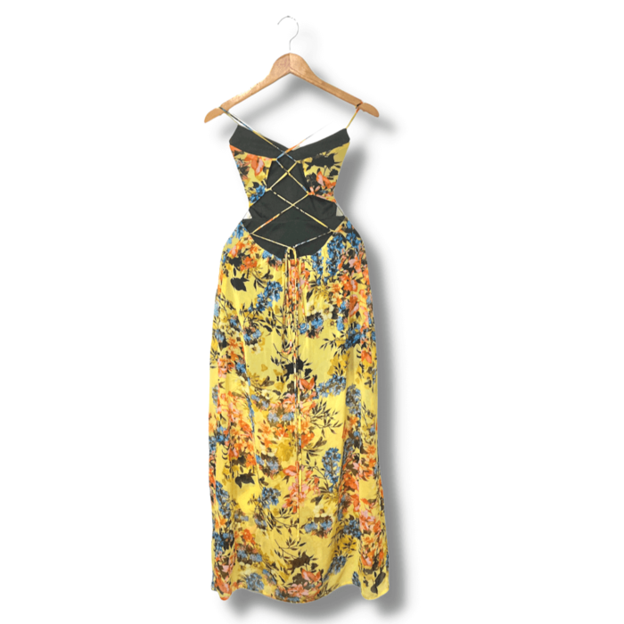 Vestido Blessed Longo Amarelo Estampa Floral Veste um P - Imagem 4