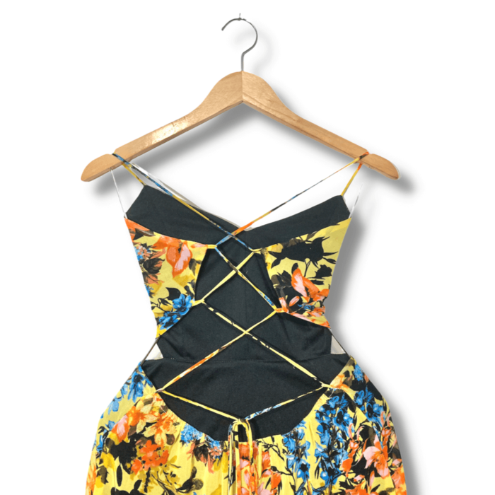 Vestido Blessed Longo Amarelo Estampa Floral Veste um P - Imagem 5