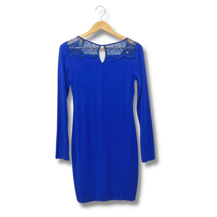Vestido Naguchi Azul Liso com Renda M NOVO - Imagem 4