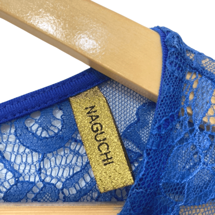Vestido Naguchi Azul Liso com Renda M NOVO - Imagem 3
