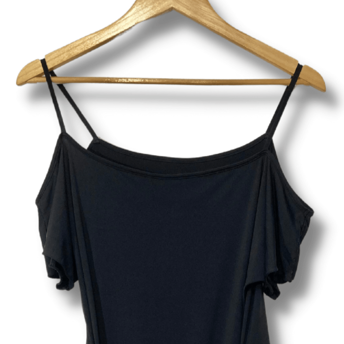Vestido Saída de Praia Preta Lisa com Nó Veste M NOVO - Imagem 2