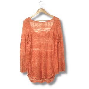 alt=”Blusa-Sem-marca-Laranja-Lisa-Renda-Manga comprida-M-PRM0008c”