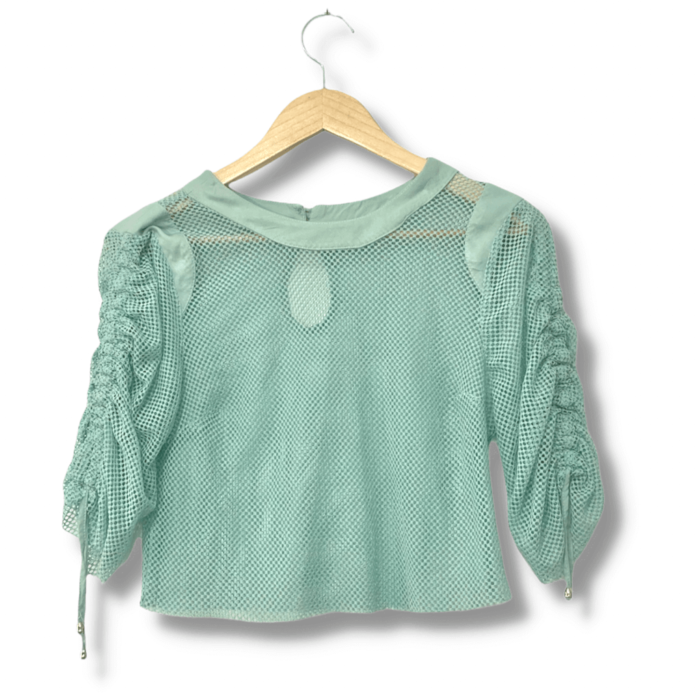 alt="Blusa-Cropped-Sem-marca-Verde-Claro-Lisa-Tela-Manga curta-M-AFL0035f"