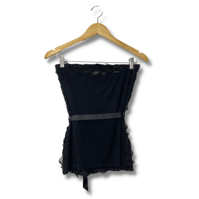 alt="Blusa-Flamingo-Preta-Lisa-Tomara-que-caia-Brilho-Paetês-Gorgurão-P-AFL0046c"