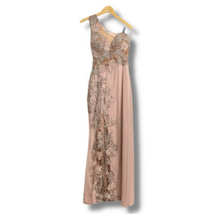 alt="Vestido-longo-festa-Yeda-Nolasco-Rosa-Bebê-Liso-Apliques-Flores-Canutilhos-Pérolas-M-PRM0015f"