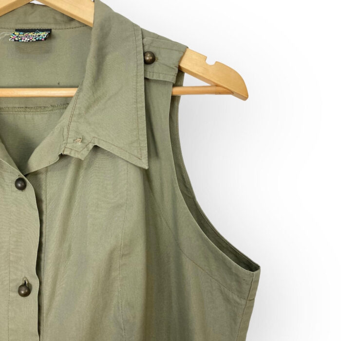 Vestido Mercatto Verde Ocre Botões Frontais G - Imagem 3