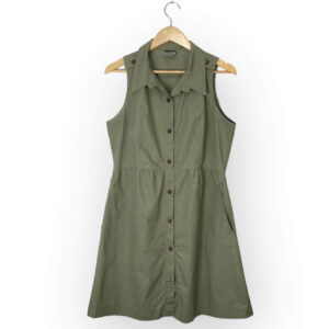 alt="Vestido-Mercatto-Verde-Ocre-Botões-Frontais-Liso-G-DSM0006f"
