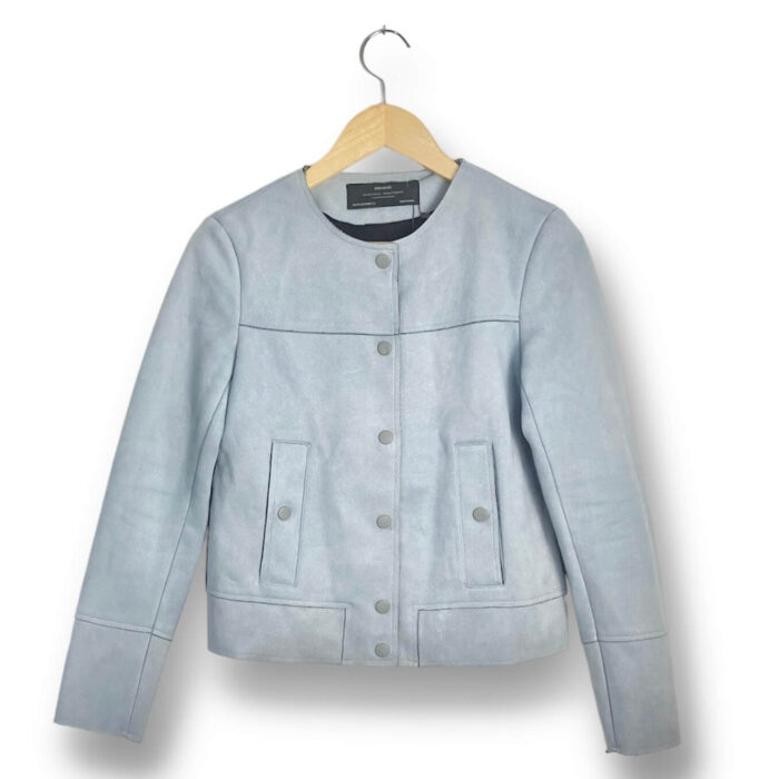 alt="Casaco-Zara-Chamois-Suede-Azul-Bebê-Liso-Botões-XS-AFL0088f"